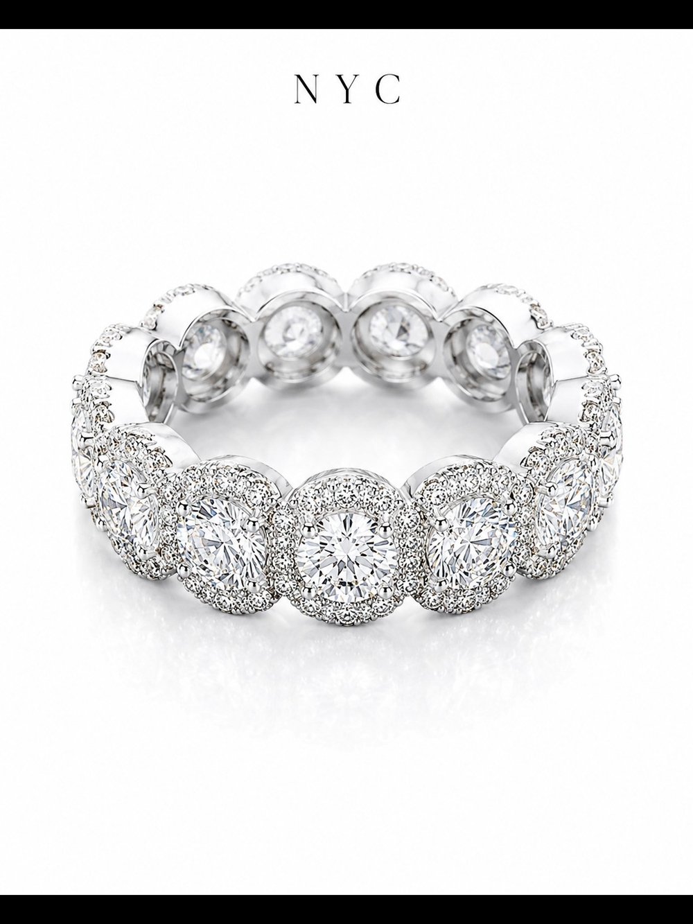 NYC Diamond Halo Eternity Ring in White